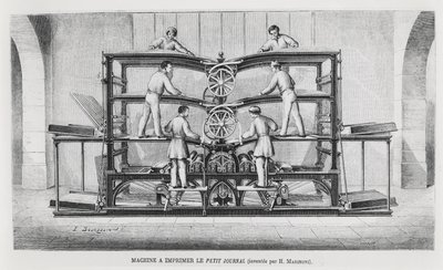The Printing Machine at Le Petit Journal, c.1860-70 by Emile Bourdelin